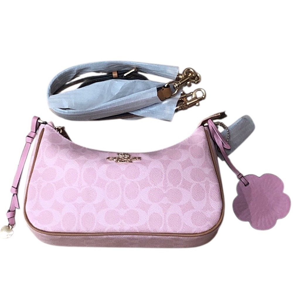 NEW Coach Pink Terri Signature Coated Canvas